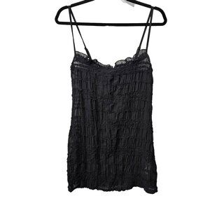 💥Missguided New Lace Gauzy Suckered Black Semi Sheer Cami Y2K Tank Top